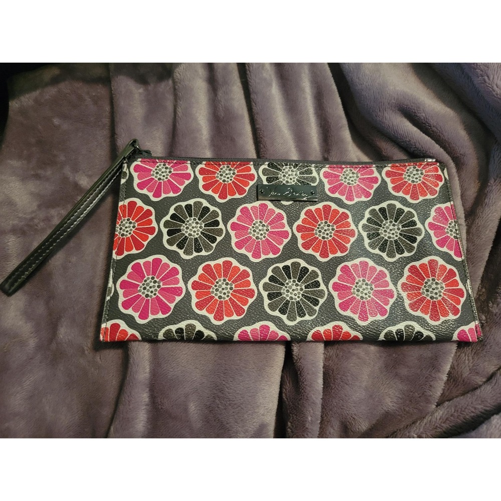 Vera‎ Bradley Wristlet Clutch Zip Pouch Cosmetic Bag Floral Red Pink Black